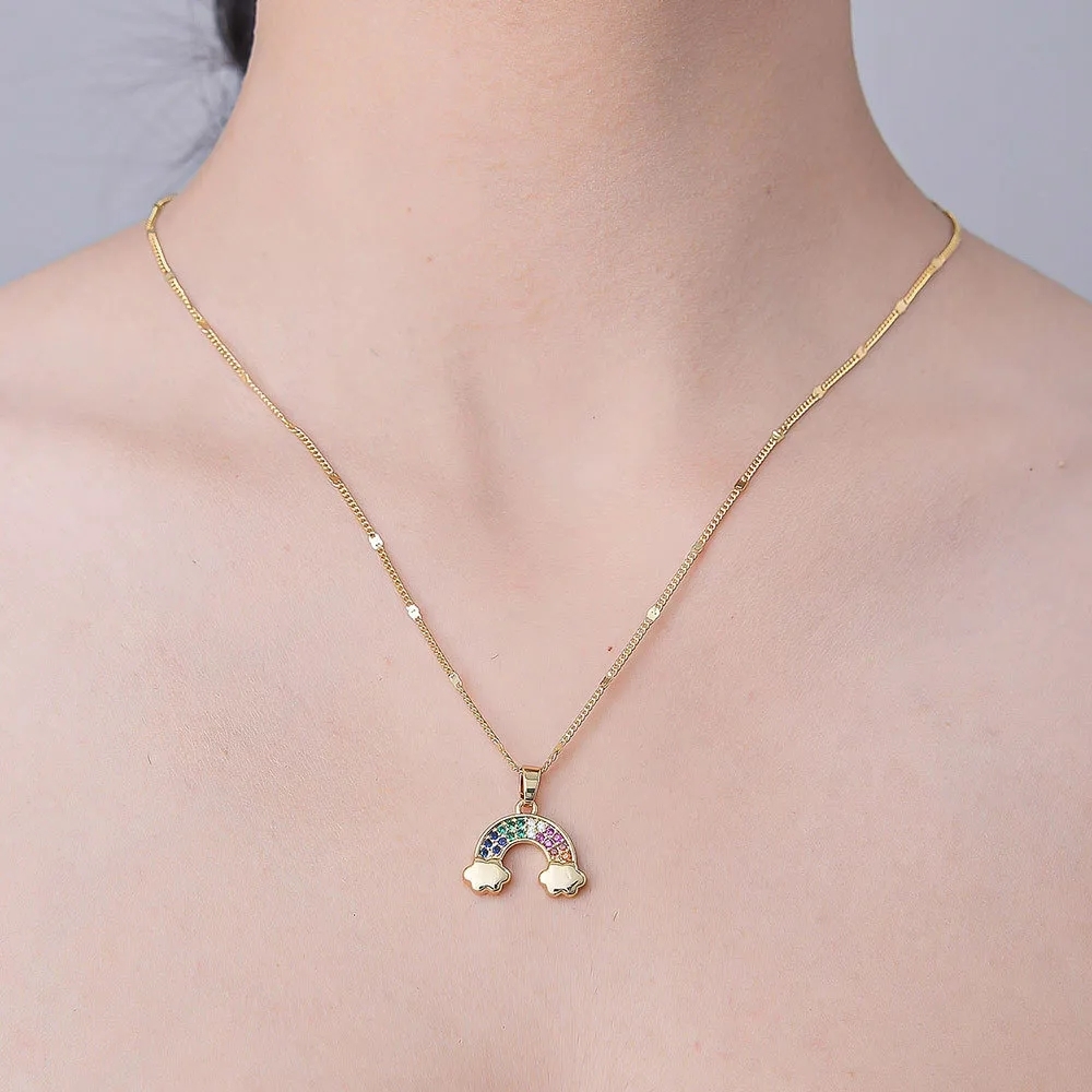 Gold Rainbow Pendant Necklace